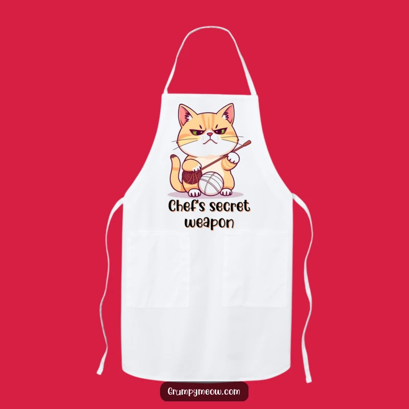 Funny Grumpy Cat Yarn Apron - Hilarious Kitchen Gift for Cat Parents