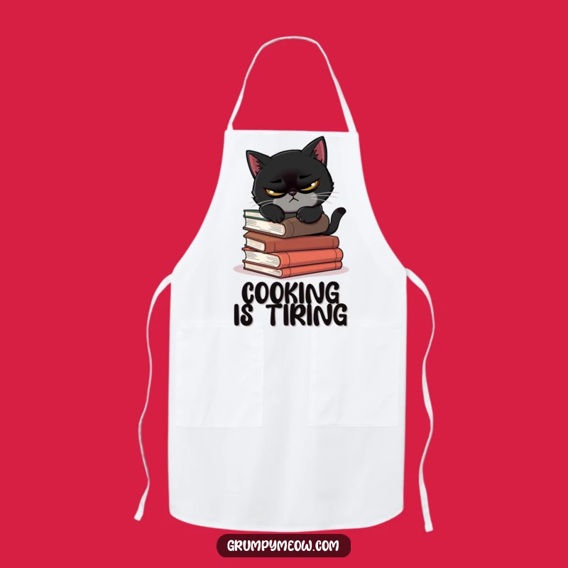 Funny Scowling Cat Book Apron - Kitchen Humor for Book Lovers Gift
