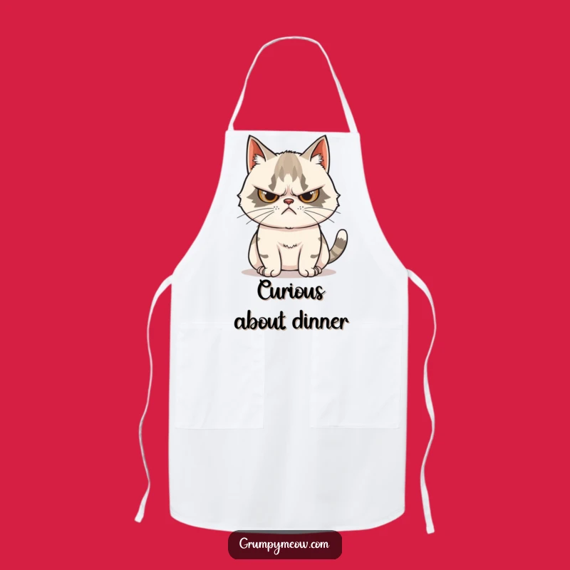 Funny Grumpy Cat Tail Apron: Cook with Scowling Curiosity