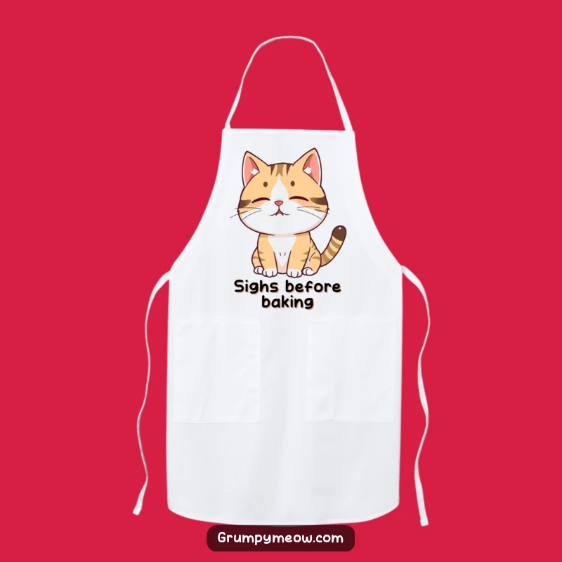 Funny Cat Sigh Apron: Hilarious Kitchen Wear for Cat Lovers, Cooking with Exhaustion