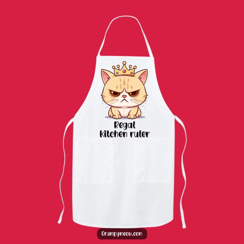 Funny Grumpy Cat Crown Apron - Royal Kitchen Annoyance Humor Gift