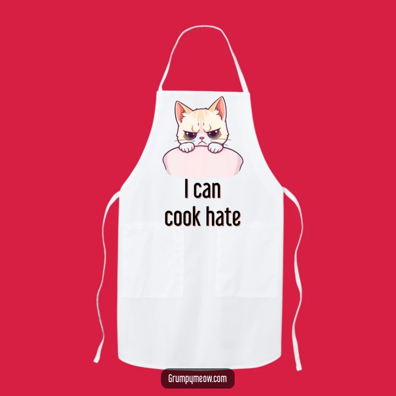 Funny Grumpy Cat Cushion Peek Apron - Kitchen Humor for Cooking or Baking