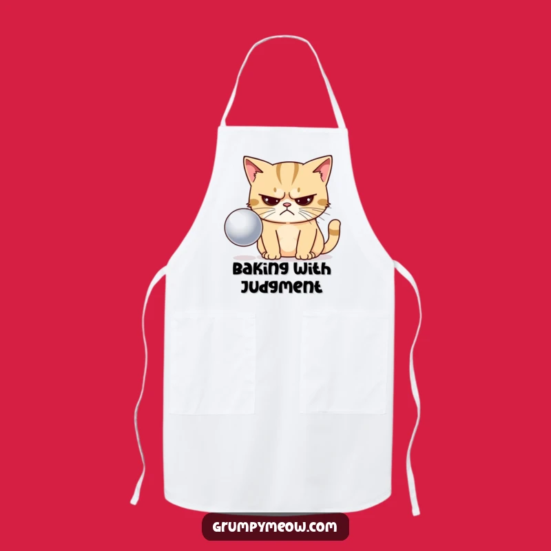 Funny Grumpy Cat Disapproving Ball Apron - Kitchen Humorous Gift