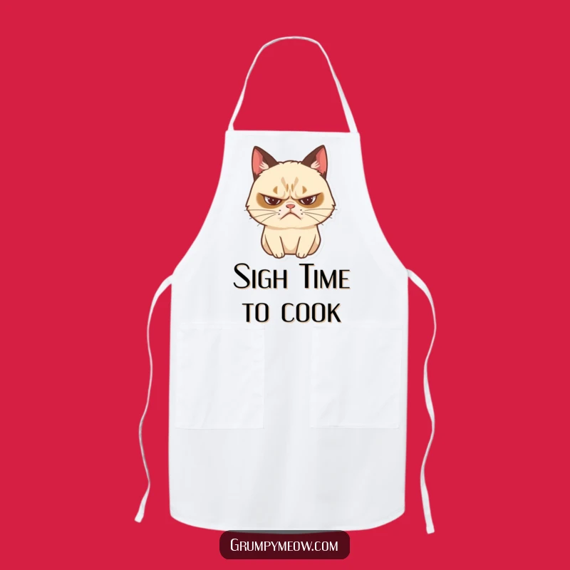 Funny Grumpy Cat Sighing Apron: Dramatic Kitchen Wear