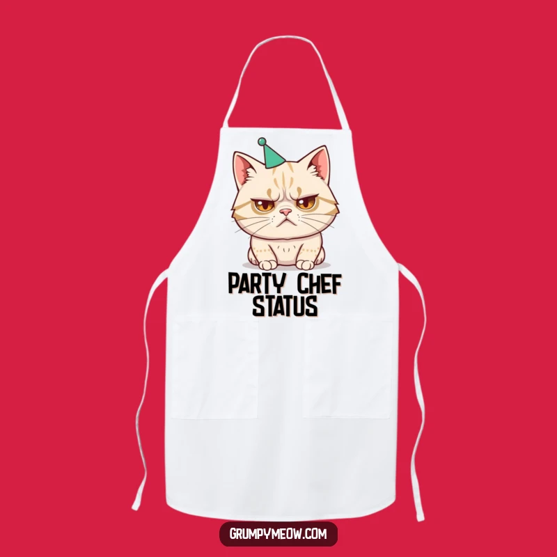 Funny Cat Party Hat Apron - Kitchen Humorous Gift