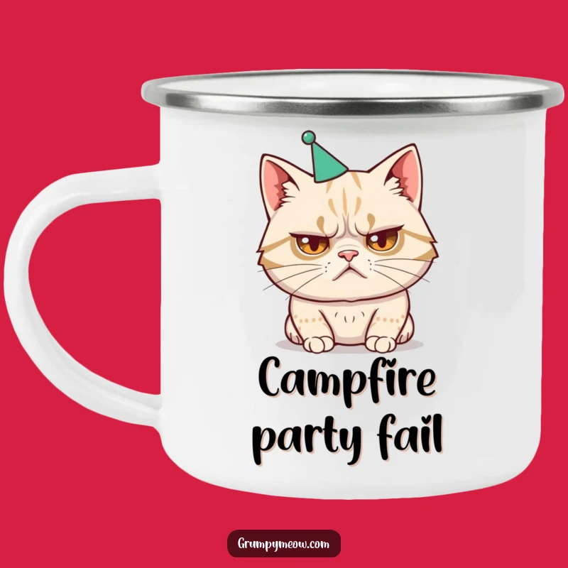 Funny Cat Party Hat Camping Mug - Outdoor Humorous Gift