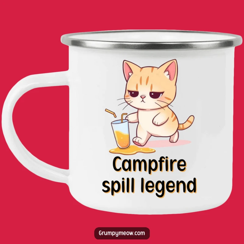 Funny Cat Spill Camping Mug: Durable, Hilarious Gift for Outdoorsy Cat Lovers, Embracing Nature's Mess