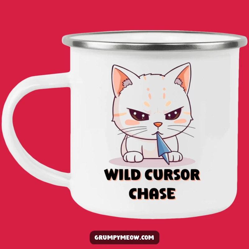 Funny Cat Cursor Camping Mug - Adventure Fuel for Focused Felines