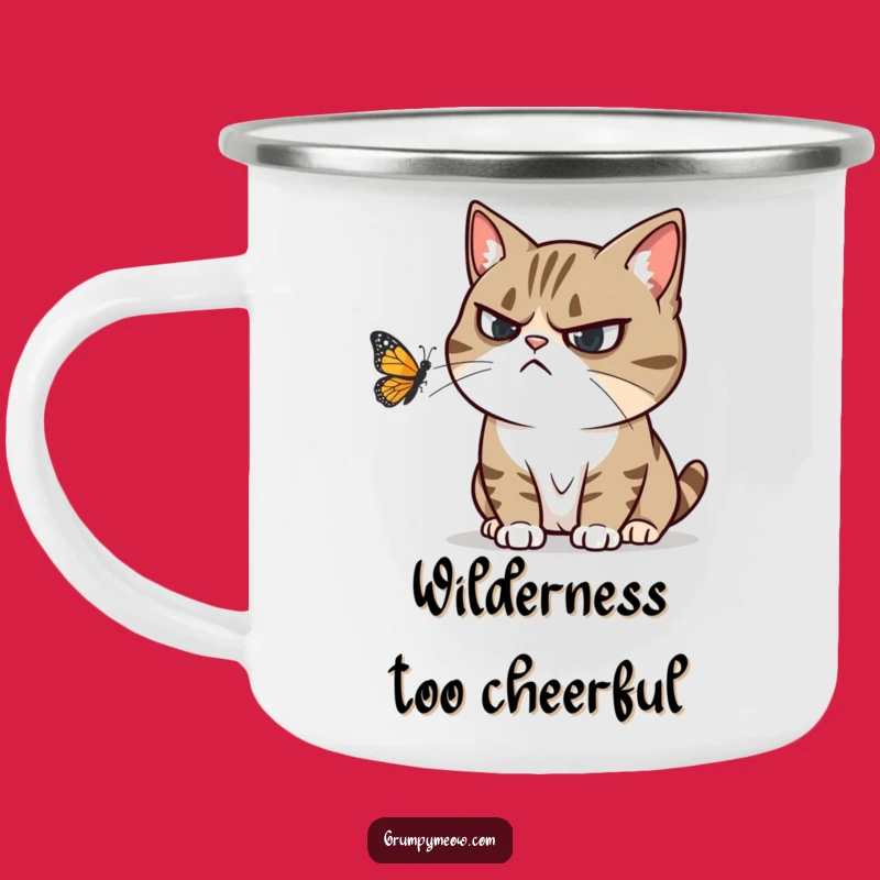 Funny Grumpy Cat Butterfly Camping Mug - Annoyed Outdoor Gift