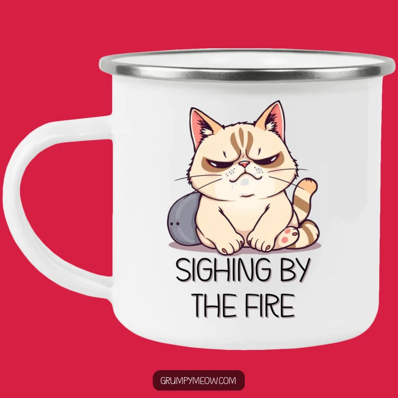 Funny Grumpy Cat Camping Mug - For Sighs by the Fire