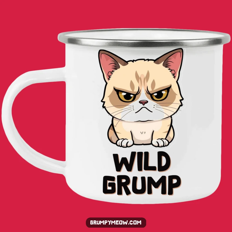 Funny Grumpy Cat Camping Mug: Glare at Nature, a Hilarious Outdoor Gift!