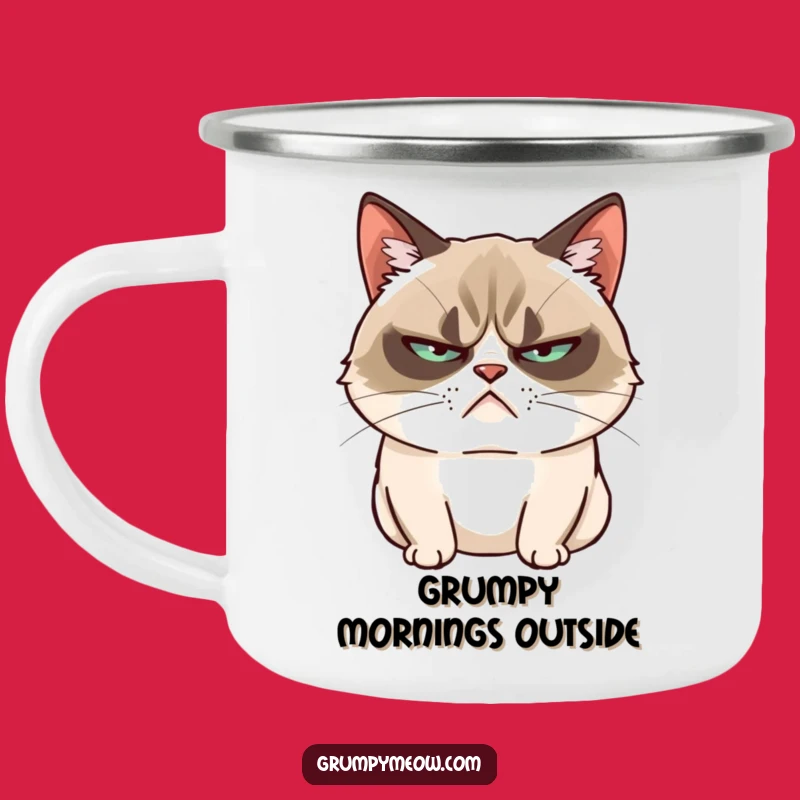 Funny Grumpy Cat Camping Mug - Unimpressed Vibe, Durable Funny Gift for Campers