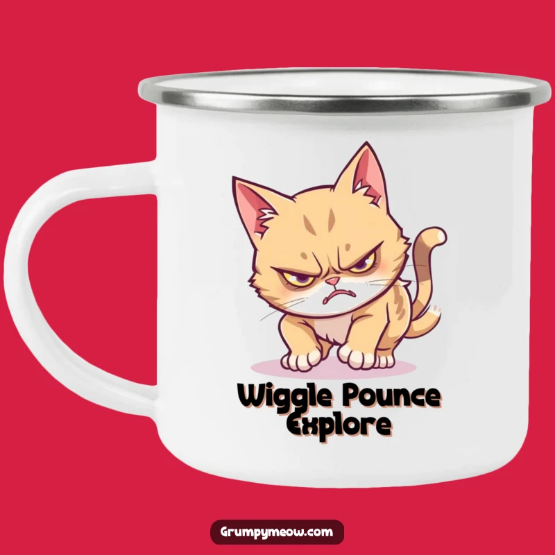 Funny Grumpy Cat Wiggle Pounce Camping Mug: Adventure-Ready Humor