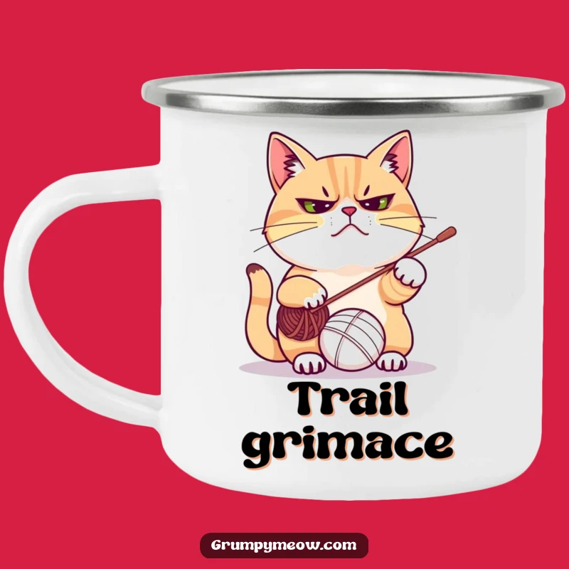 Funny Grumpy Cat Yarn Camping Mug - Adventure Fuel for Frowny Felines