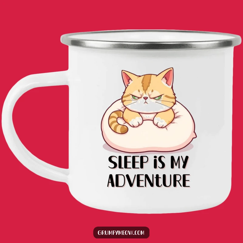 Funny Scowling Cat Camping Mug: Embrace Grumpy Mornings on the Trail