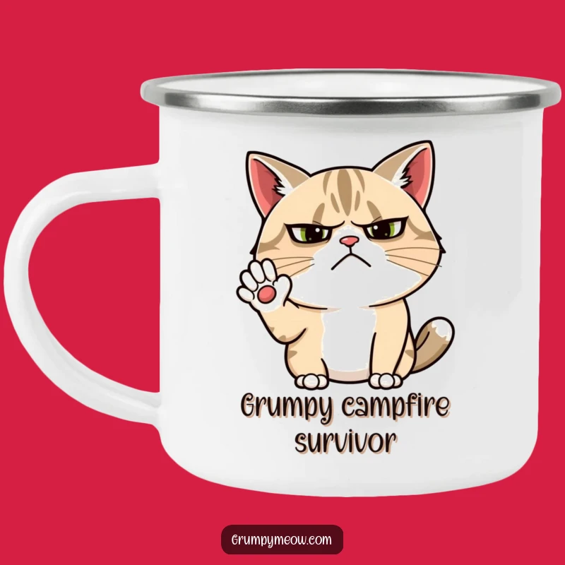 Funny Grumpy Cat Wave Camping Mug: Durable Humor for Outdoor Grumps