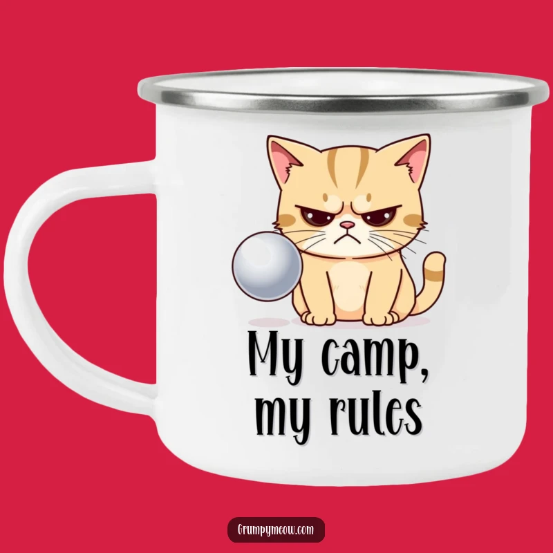 Funny Grumpy Cat Disapproving Ball Camping Mug - Outdoor Humorous Gift