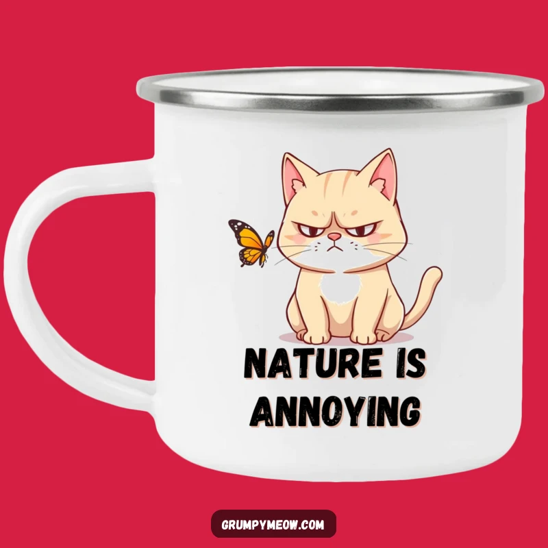 Funny Grumpy Cat Camping Mug - Durable and Sarcastic Outdoor Drinkware