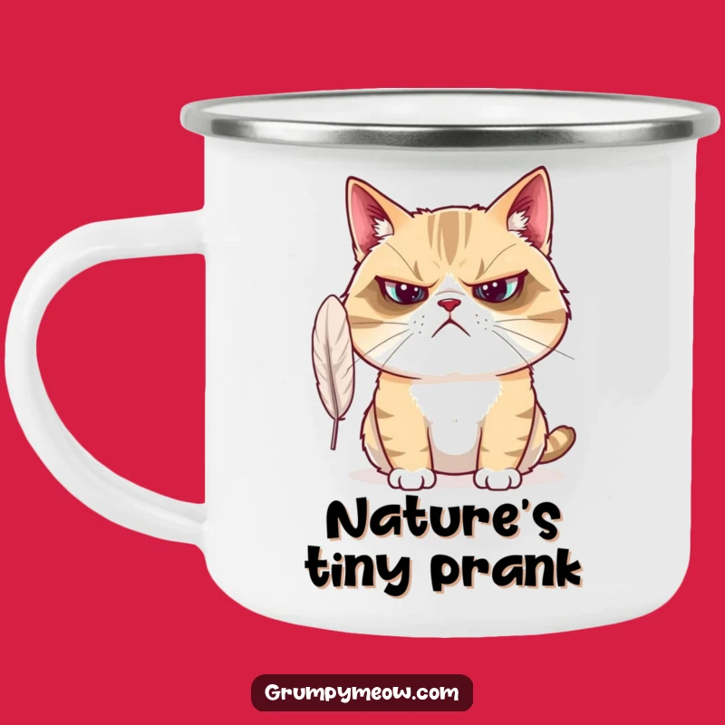 Funny Grumpy Cat Camping Mug - Bewildered Face, Durable Funny Gift for Campers