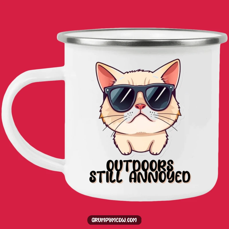 Funny Grumpy Cat Sunglasses Camping Mug - Stay Cool on the Trail