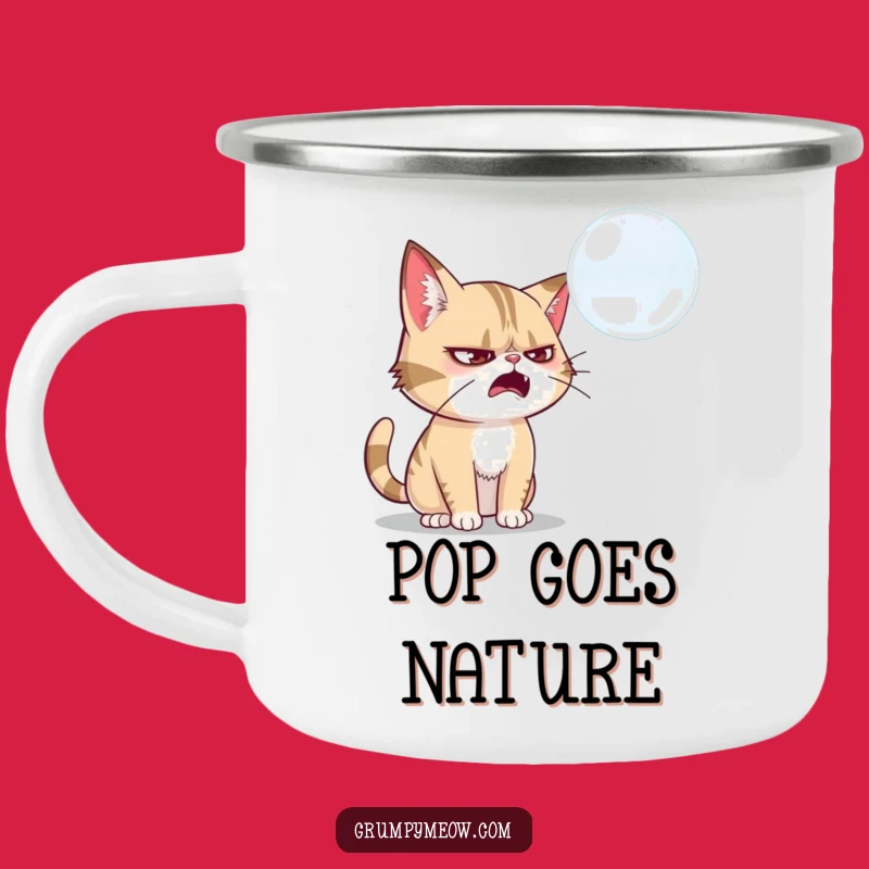 Funny Grumpy Cat Bubble Swatter Camping Mug: Adventure with Focused Fun