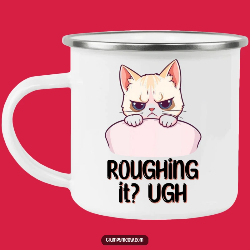 Funny Grumpy Cat Cushion Peek Camping Mug - Durable and Hilarious Outdoor Gift