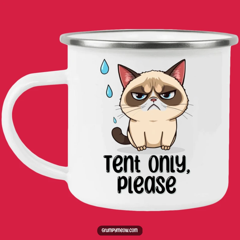 Funny Grumpy Cat Rain Camping Mug, Sip Sarcasm in Any Weather - Perfect Funny Gift