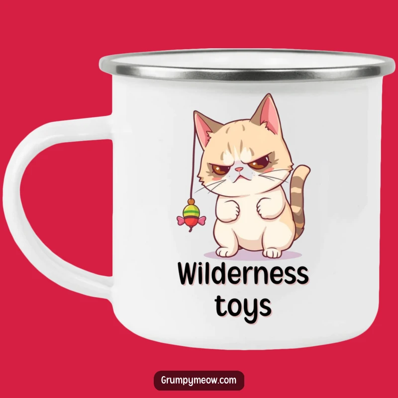 Funny Grumpy Cat Toy Batting Camping Mug - Disdainful Outdoor Humor Gift