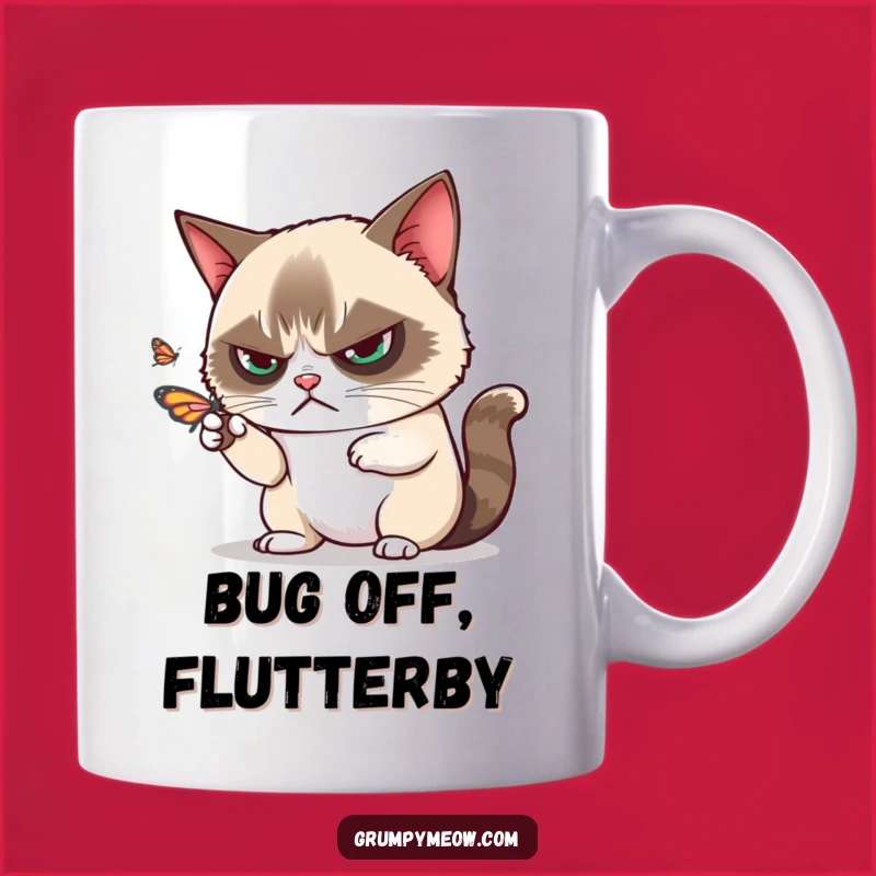 Funny Grumpy Cat Butterfly Mug, Disdainful Swat for Your Perfect Funny Gift