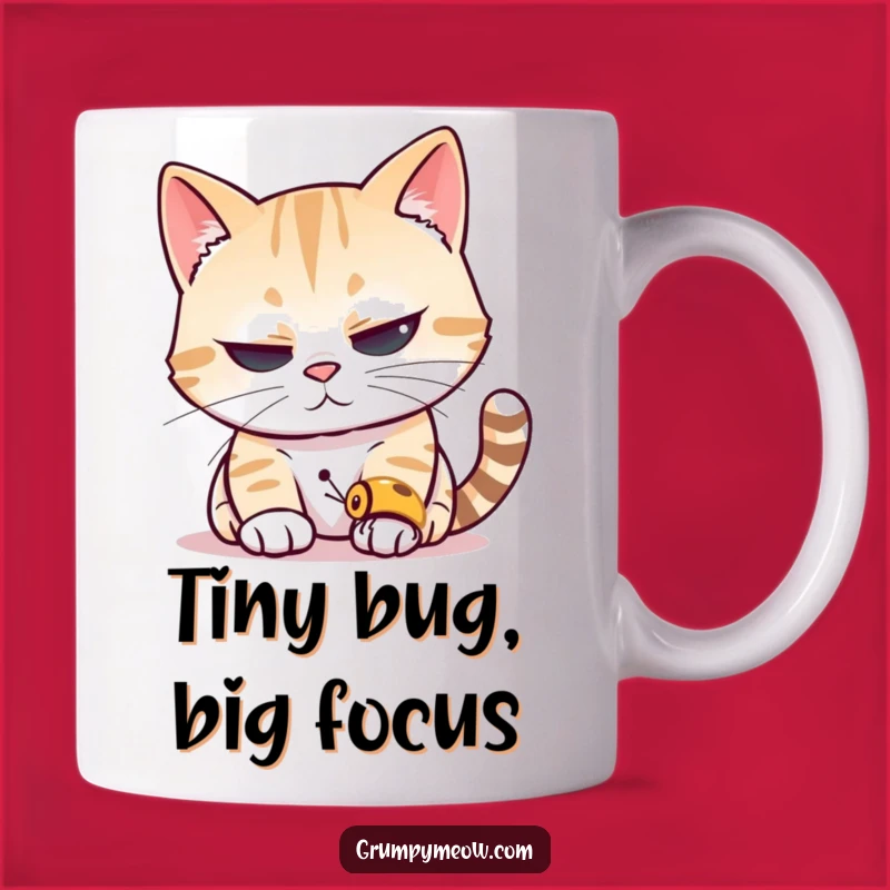 Funny Cat Insect Mug: Hilarious Gift for Cat Lovers, Focused on the Hunt