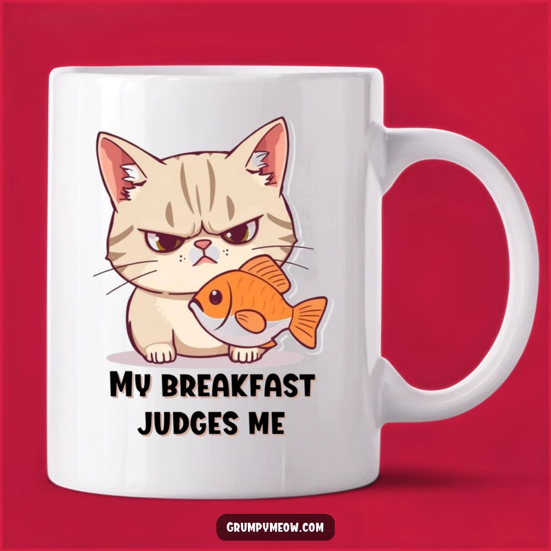 Funny Grumpy Cat Intense Fish Stare Mug - Perfect Gift for Cat Lovers