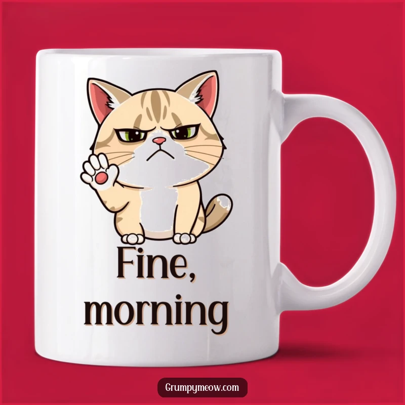 Funny Grumpy Cat Wave Mug: Hilarious Gift for Unenthusiastic Cat Lovers