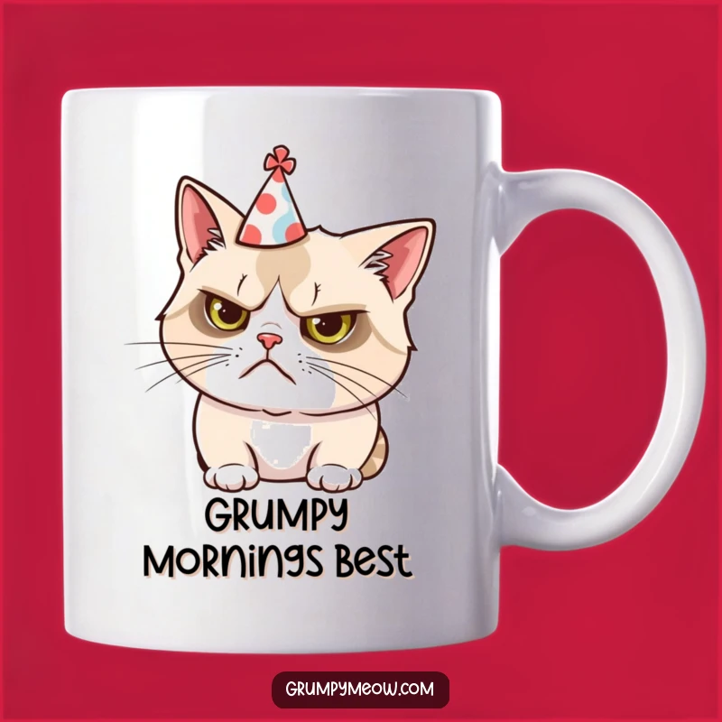 Funny Grumpy Cat Party Hat Mug: Hilarious Gift for Unenthusiastic Celebrators