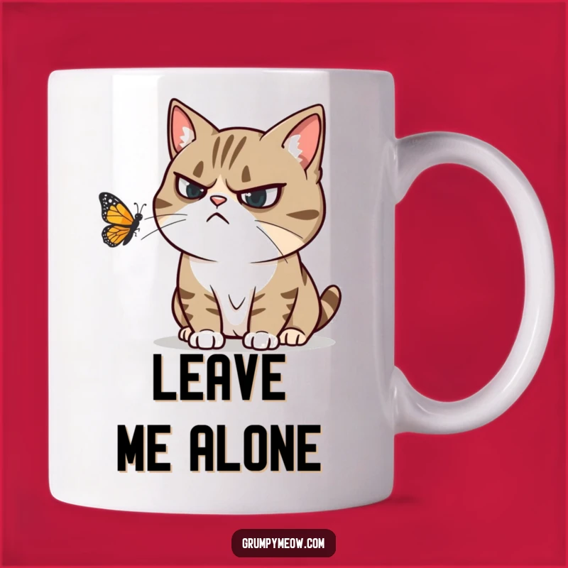 Funny Grumpy Cat Butterfly Mug - Hilarious Annoyed Feline Gift