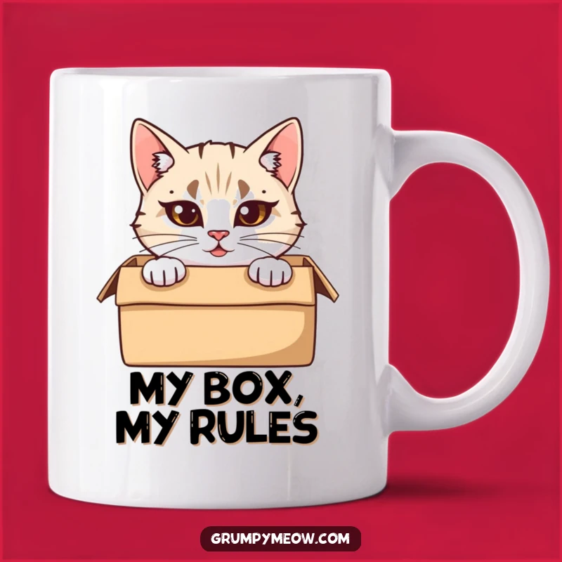 Funny Peeking Cat Mug: Furrowed Brows, Box Humor, Perfect Cat Lover Gift