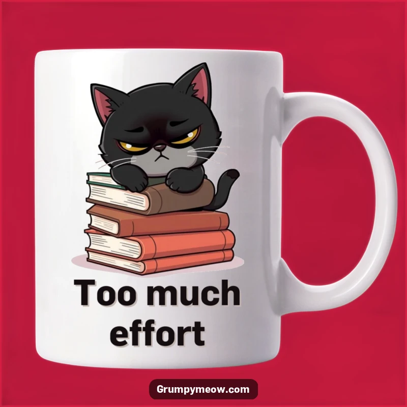 Funny Scowling Black Cat Nap Book Mug - Prankster's Perfect Gift
