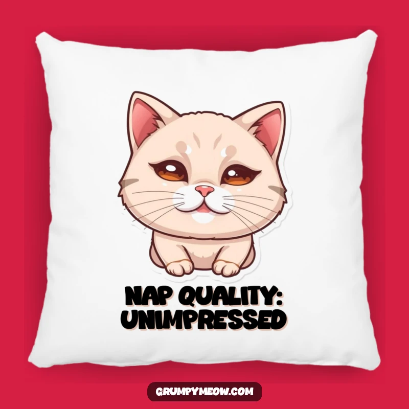 Funny Cat Curled Lip Pillow - Subtle Unimpressed Feline Decor