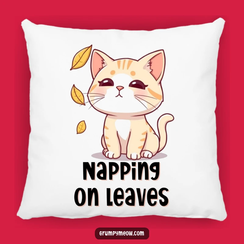 Funny Deadpan Cat Leaf Pillow: Cozy Sarcasm, Hilarious Comfort Gift