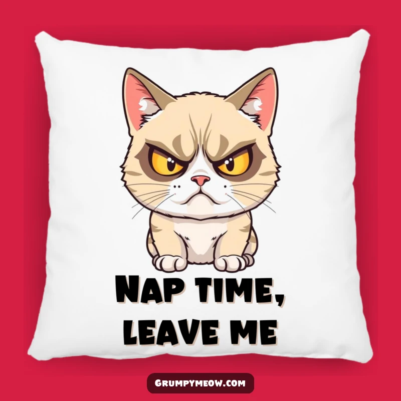 Funny Grumpy Cat Crossed Eyes Pillow: Cozy Grump Accent, Hilarious Decor