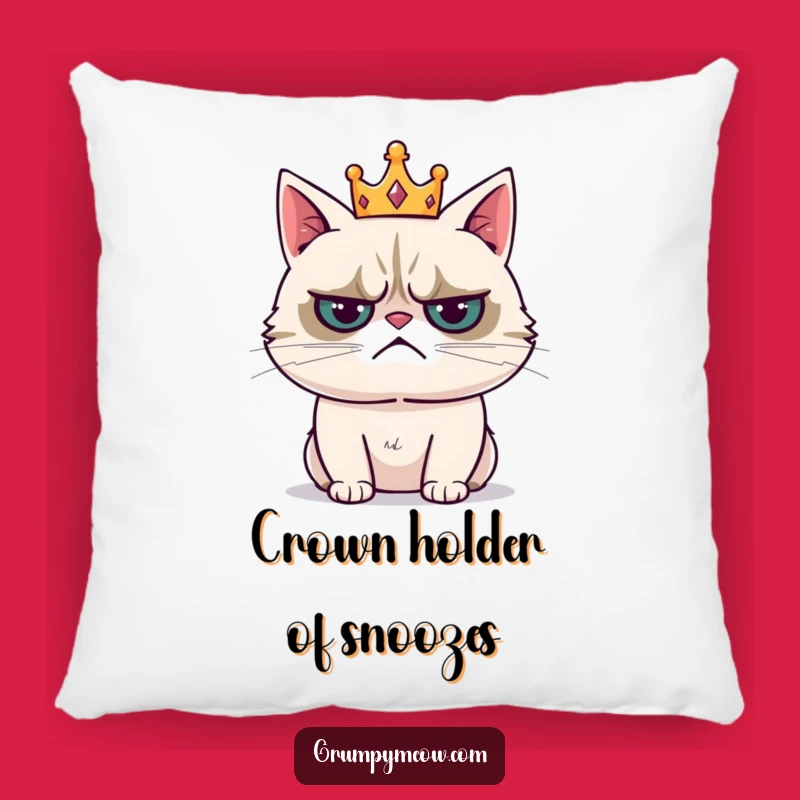 Funny Grumpy Cat Crown Pillow - Snuggle Up Like Royalty! Perfect Funny Gift!