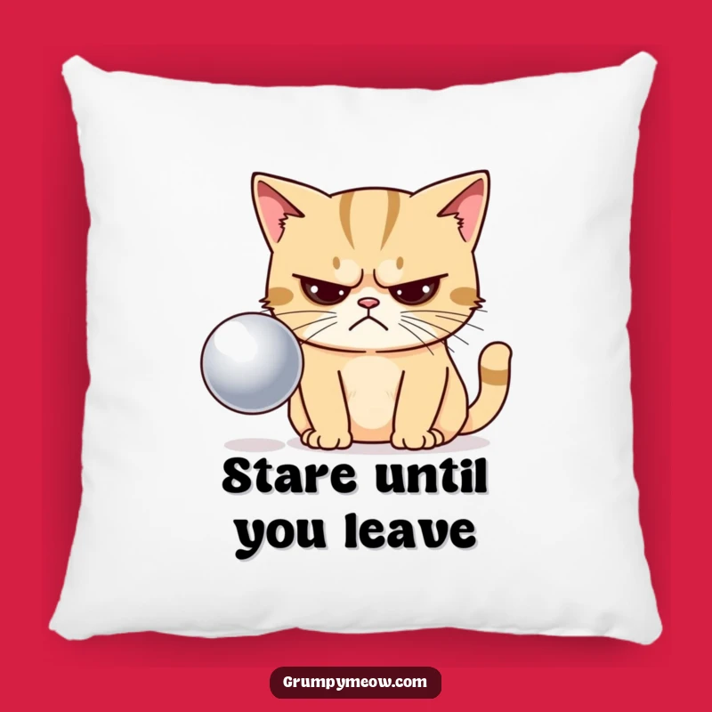 Funny Grumpy Cat Disapproving Ball Pillow - Cozy Humorous Accent