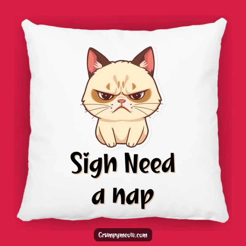 Funny Grumpy Cat Sighing Pillow: Cozy Dramatic Comfort