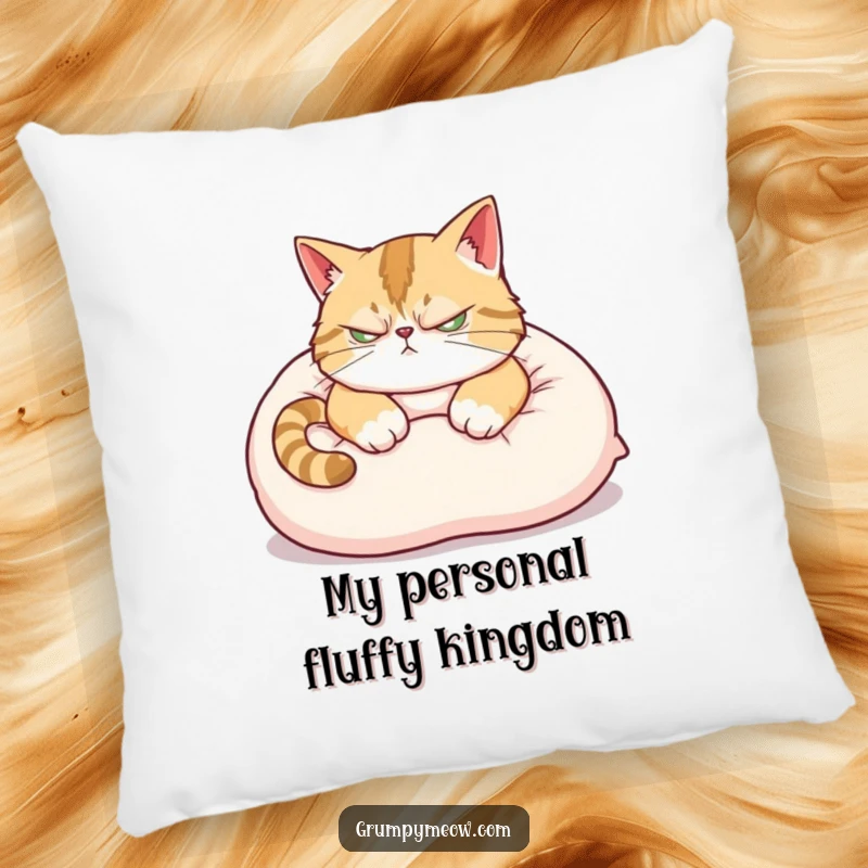 Funny Pillow: A scowling cat with an ear twitch tries to nap on a soft pillow, a perfect blend of comfort and humor.