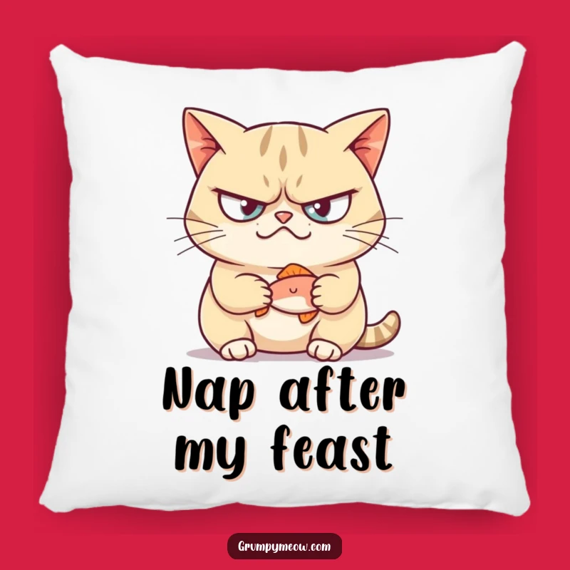 Soft Funny Grumpy Cat Fish Smirk Pillow - Cozy Comfort with Feline Sass