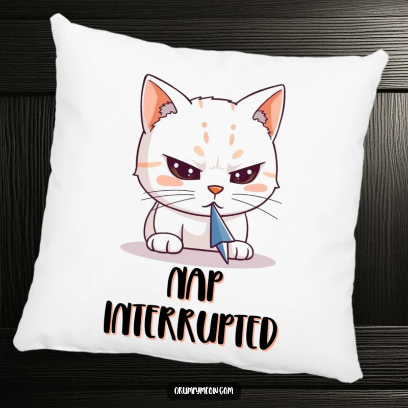 Funny pillow showcasing a cat with wide, narrowed eyes, intently staring at a computer cursor, bringing playful tech humor to decor.