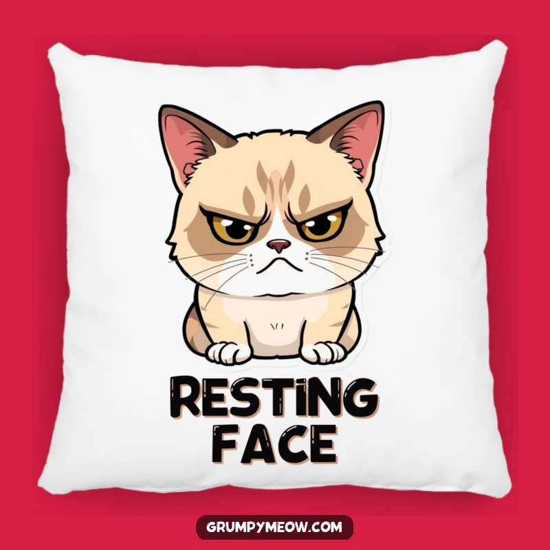 Funny Grumpy Cat Pillow: Cozy Up with Subtle Humor and Cat Cuddles Gift!
