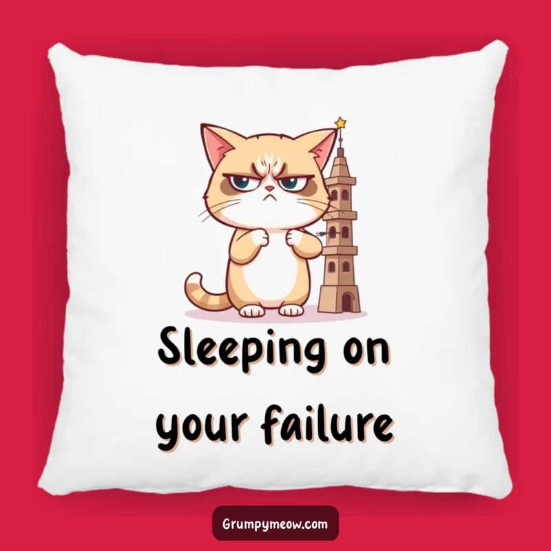 Cozy Grumpy Cat Judging Tower Pillow: Snuggle with Sass, Perfect Gift