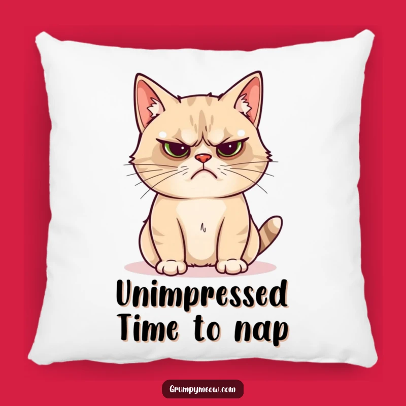 Funny Grumpy Cat Shiny Object Pillow: Cozy Unimpressed Comfort