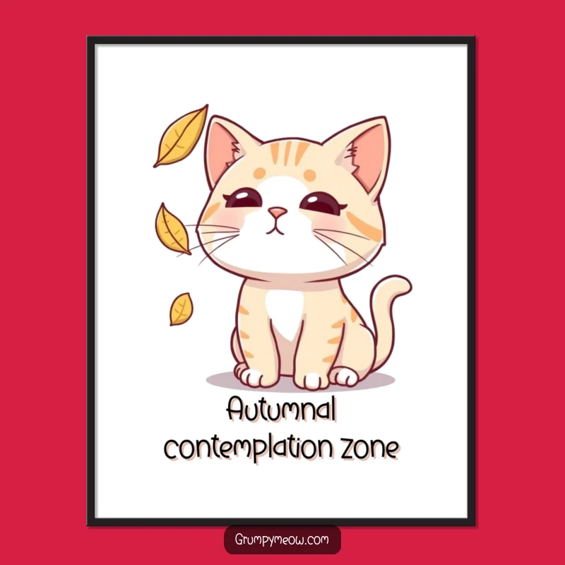 Funny Deadpan Cat Leaf Digital Print: Instant Sarcasm, Hilarious Decor Gift