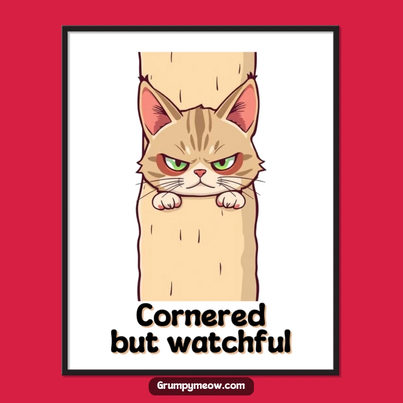 Funny Grumpy Cat Suspicious Digital Art - Instant Humor for Your Walls! Perfect Funny Gift!